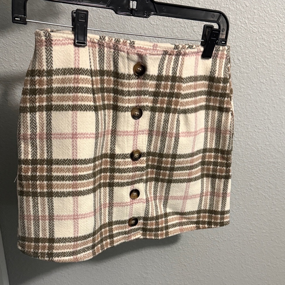 Style Rack Plaid Mini Skirt with Button Detail